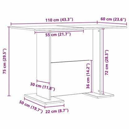 Esstisch Schwarz Eichen-Optik 110 x 60 x 75 cm Holzwerkstoff