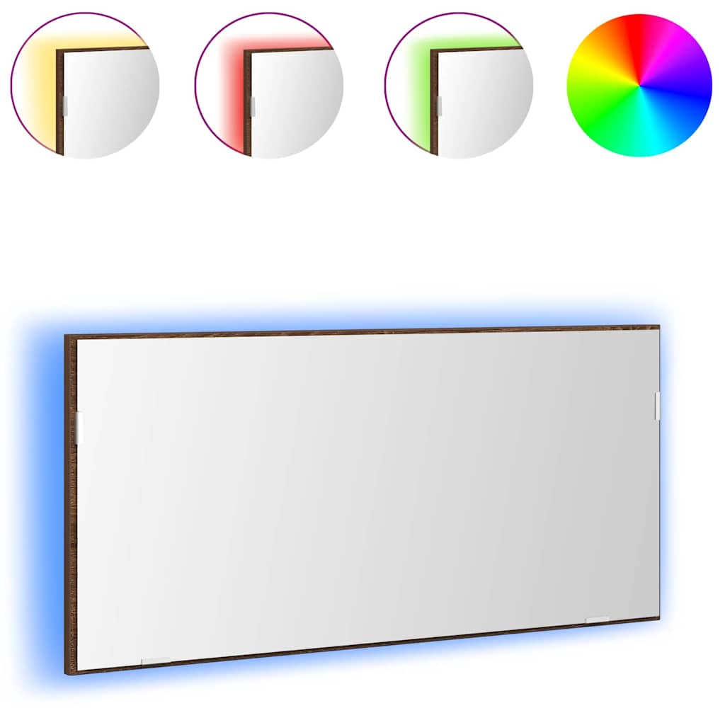 Spiegel Braun Eichen-Optik 80 x 37 cm Glas und engineered Holz