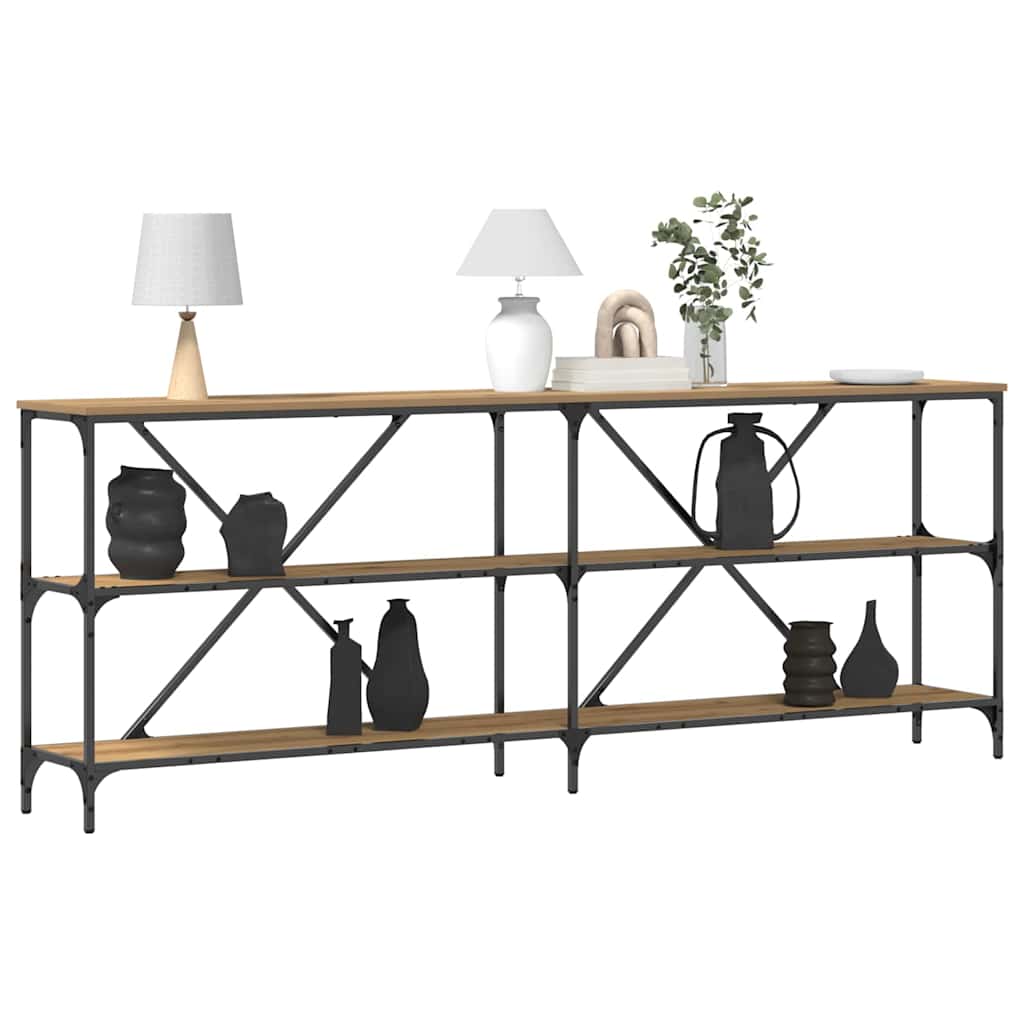 Konsolentisch mit Regal Kunsthandwerk Eiche 200 x 30 x 75 cm