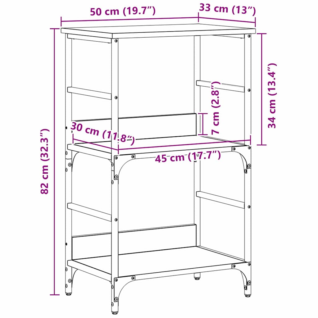 Bücherregal Schwarz Eichen-Optik 50 x 33 x 82 cm Holzwerkstoff
