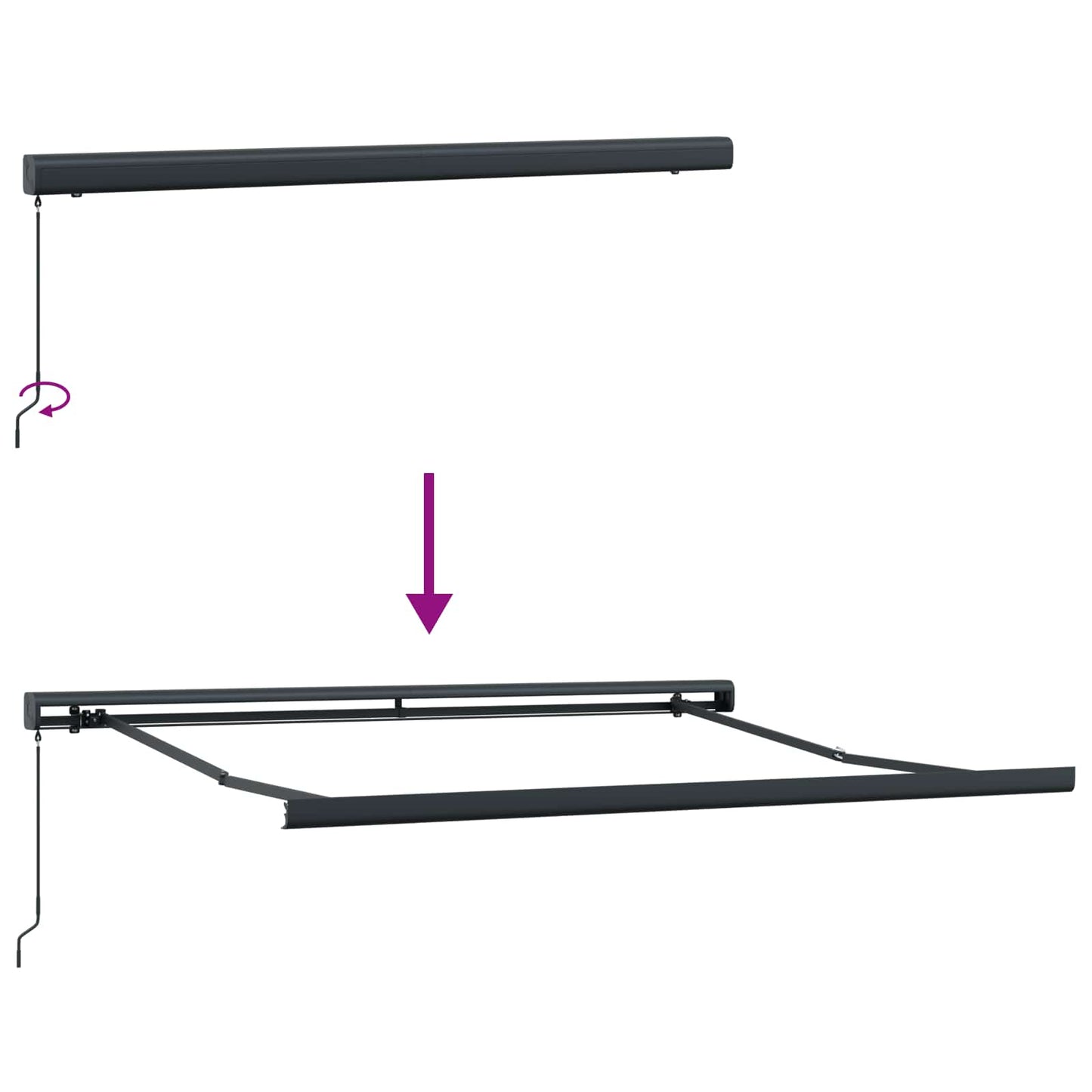 Einziehbare Markise Rot und Weiß 300 x 250 cm Stoff und Metall