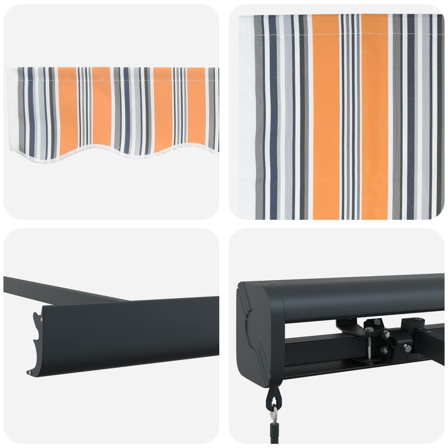 Einziehbare Markise Mehrfarbig 350 x 250 cm Stoff und Metall