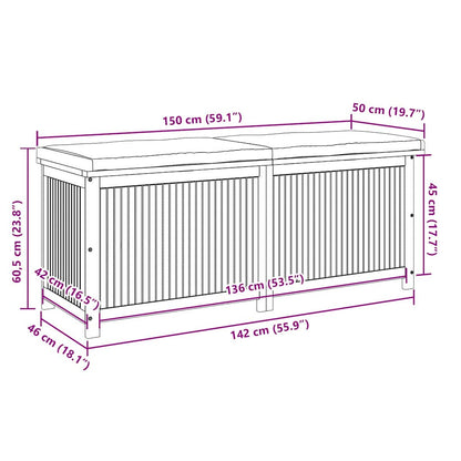 Outdoor-Kissenbox 150x50x60,5 cm Massivholz Akazie