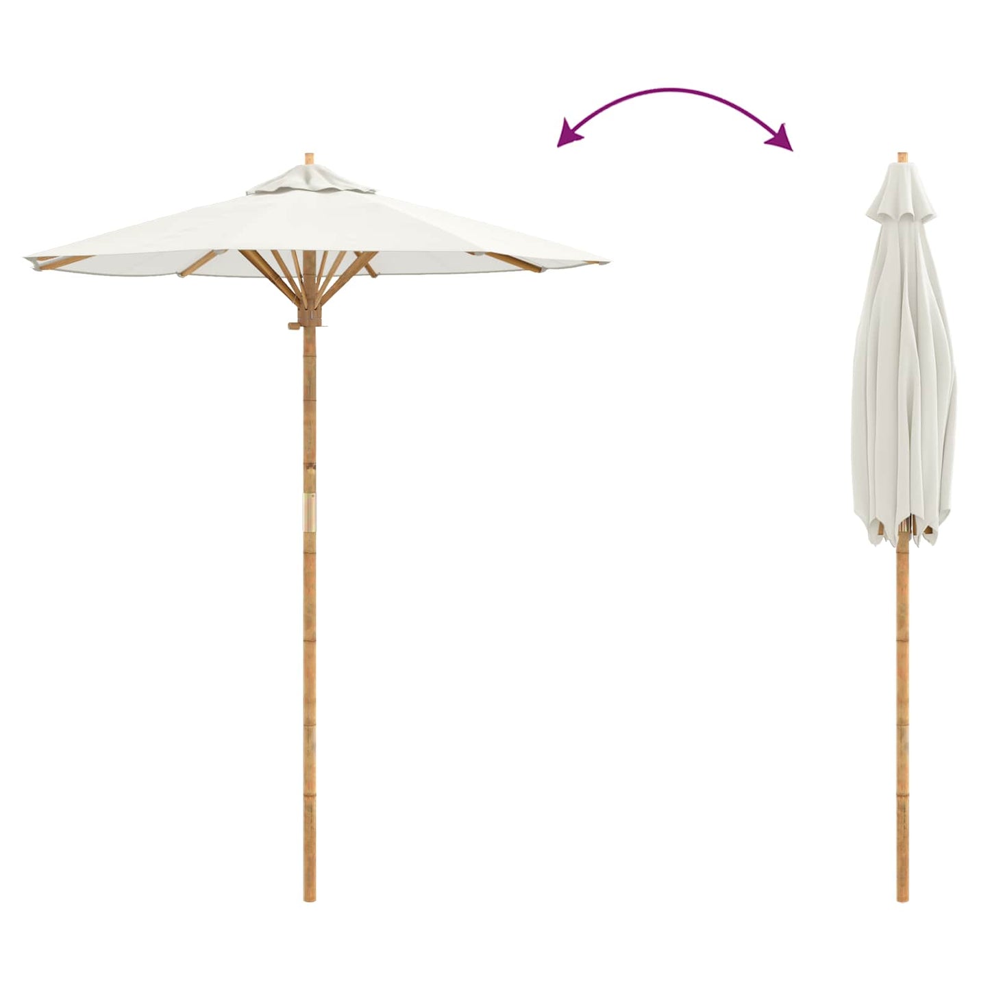 Garten-Sonnenschirm Cremeweiß Ø 270 x 260 cm Bambus