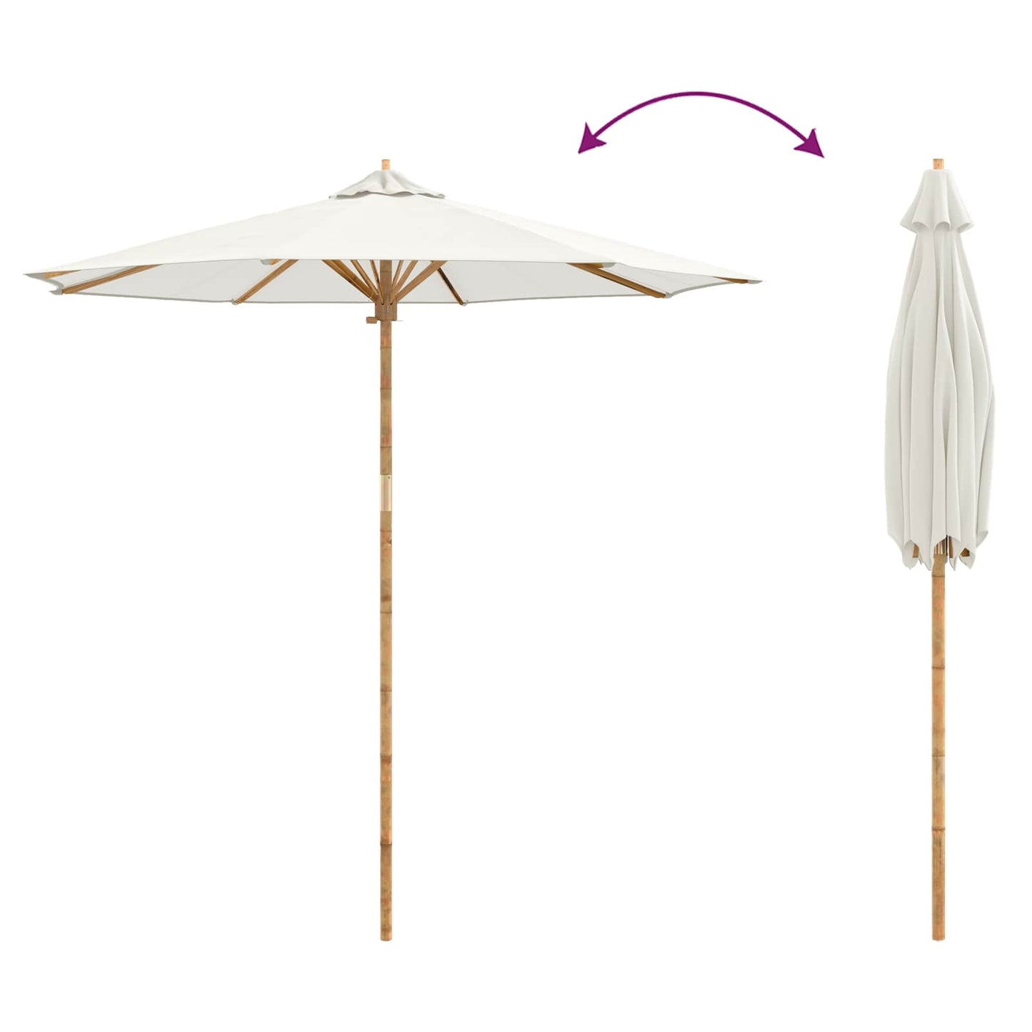 Garten-Sonnenschirm Cremeweiß Ø 270 x 260 cm Bambus