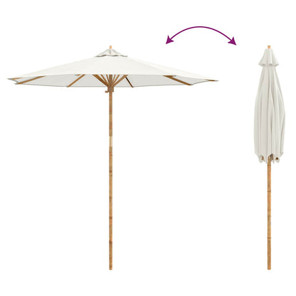 Garten-Sonnenschirm Cremeweiß Ø 270 x 260 cm Bambus