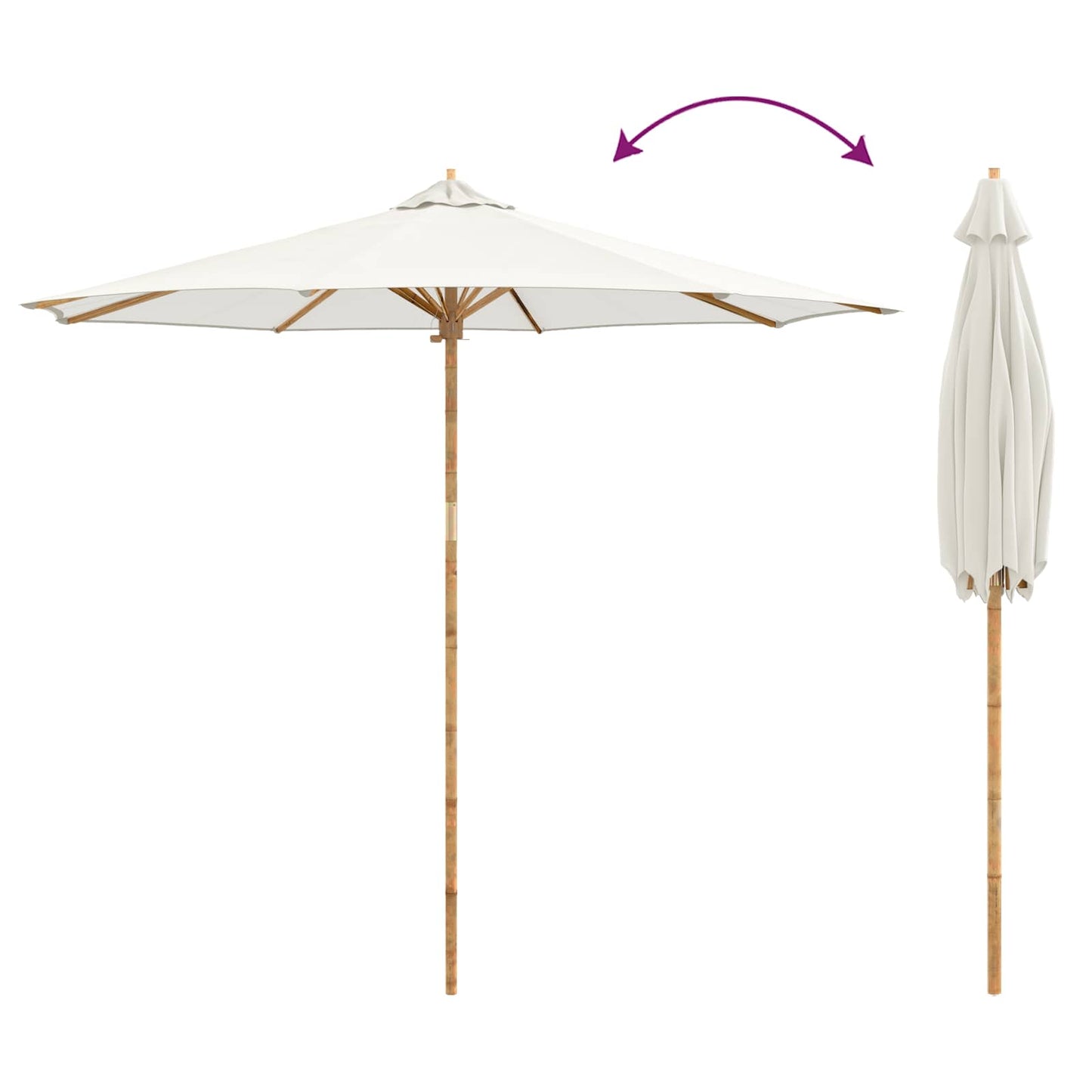 Garten-Sonnenschirm Cremeweiß Ø 270 x 260 cm Bambus