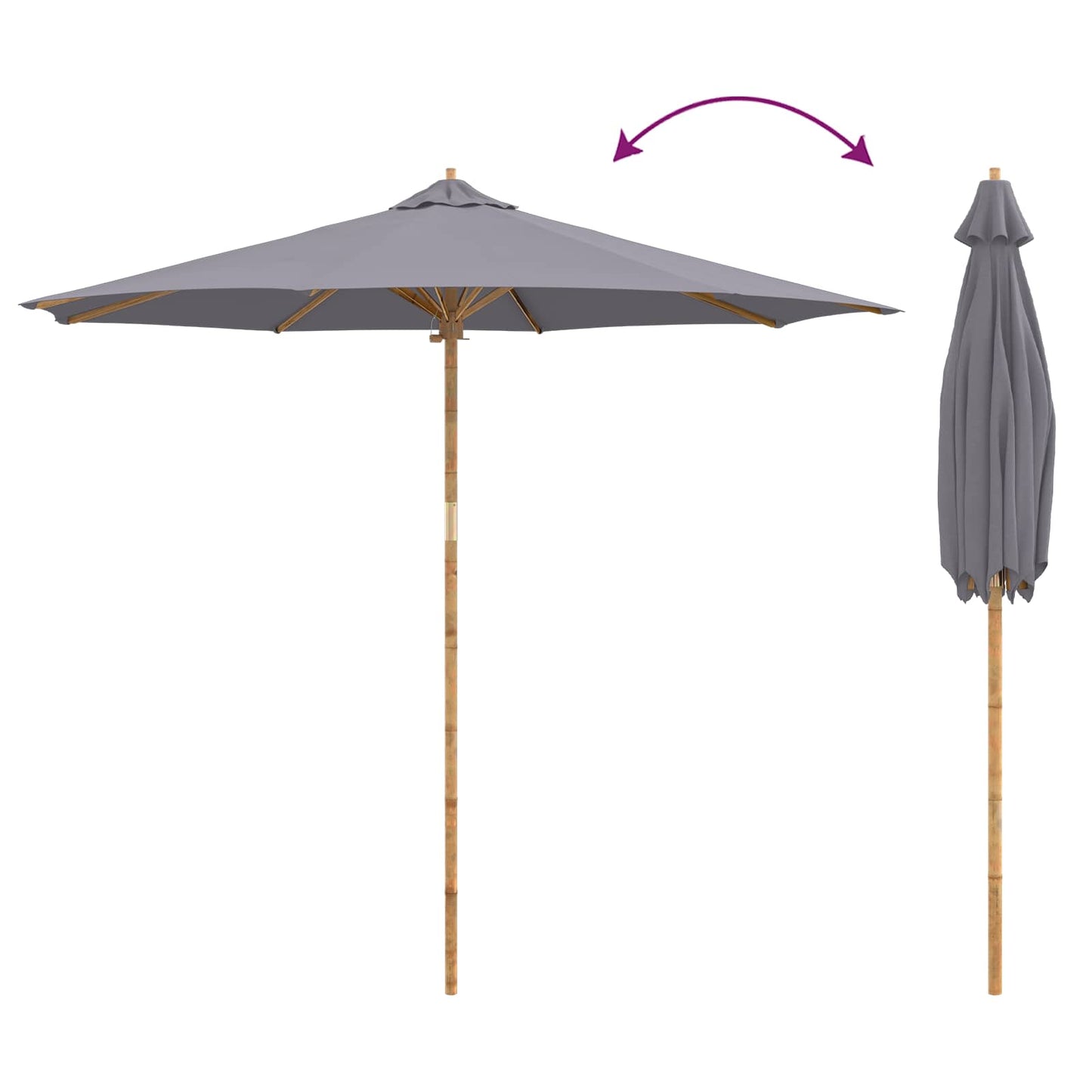 Garten-Sonnenschirm Dunkelgrau Ø 270 x 260 cm Bambus