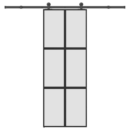 Schiebetür mit Beschlag 76x205 cm Hartglas & Aluminium