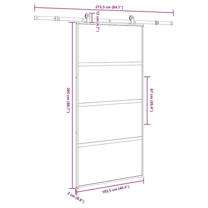Schiebetür mit Beschlag 102,5x205 cm Hartglas & Aluminium