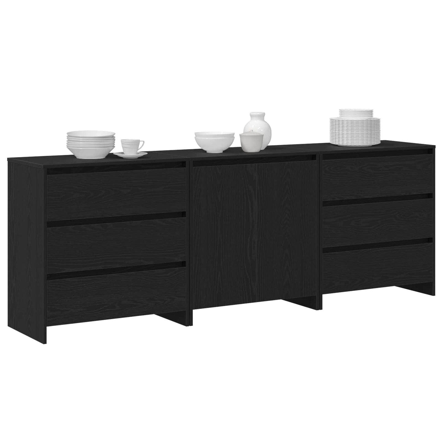 Sideboard 3 pcs Schwarz 70 x 41 x 75 cm Holzwerkstoff