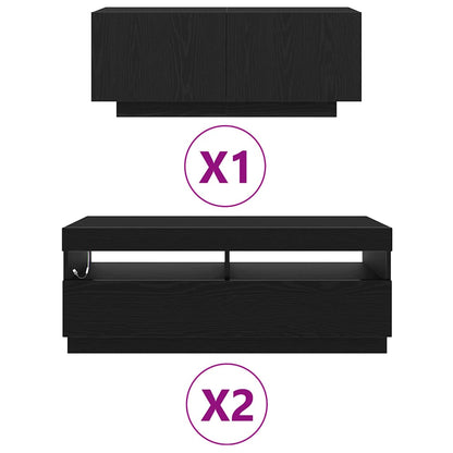 TV-Schrankset 3 pcs Schwarz 300 x 35 x 40 cm Holzwerkstoff