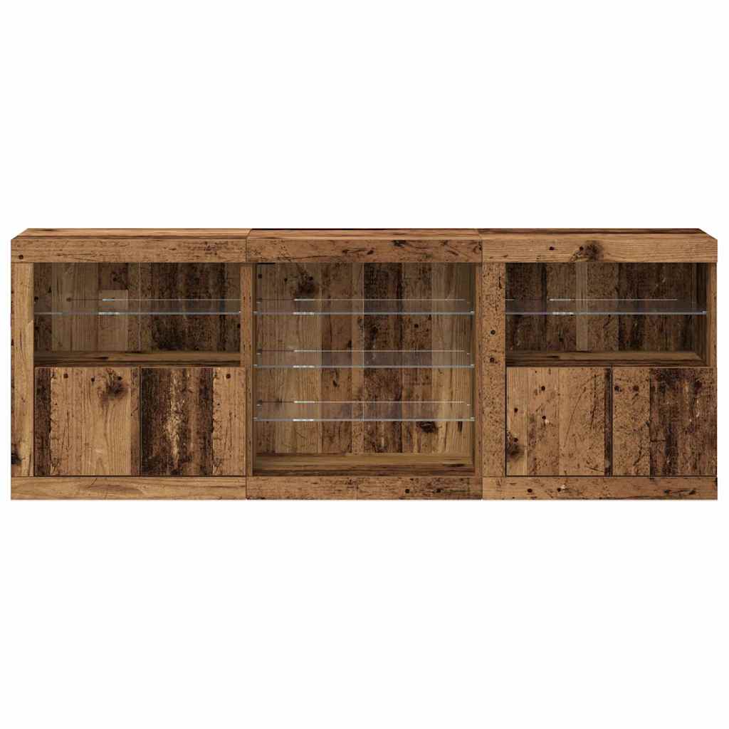 LED-Sideboard Altholz 181,5 x 37 x 67 cm Holzwerkstoff