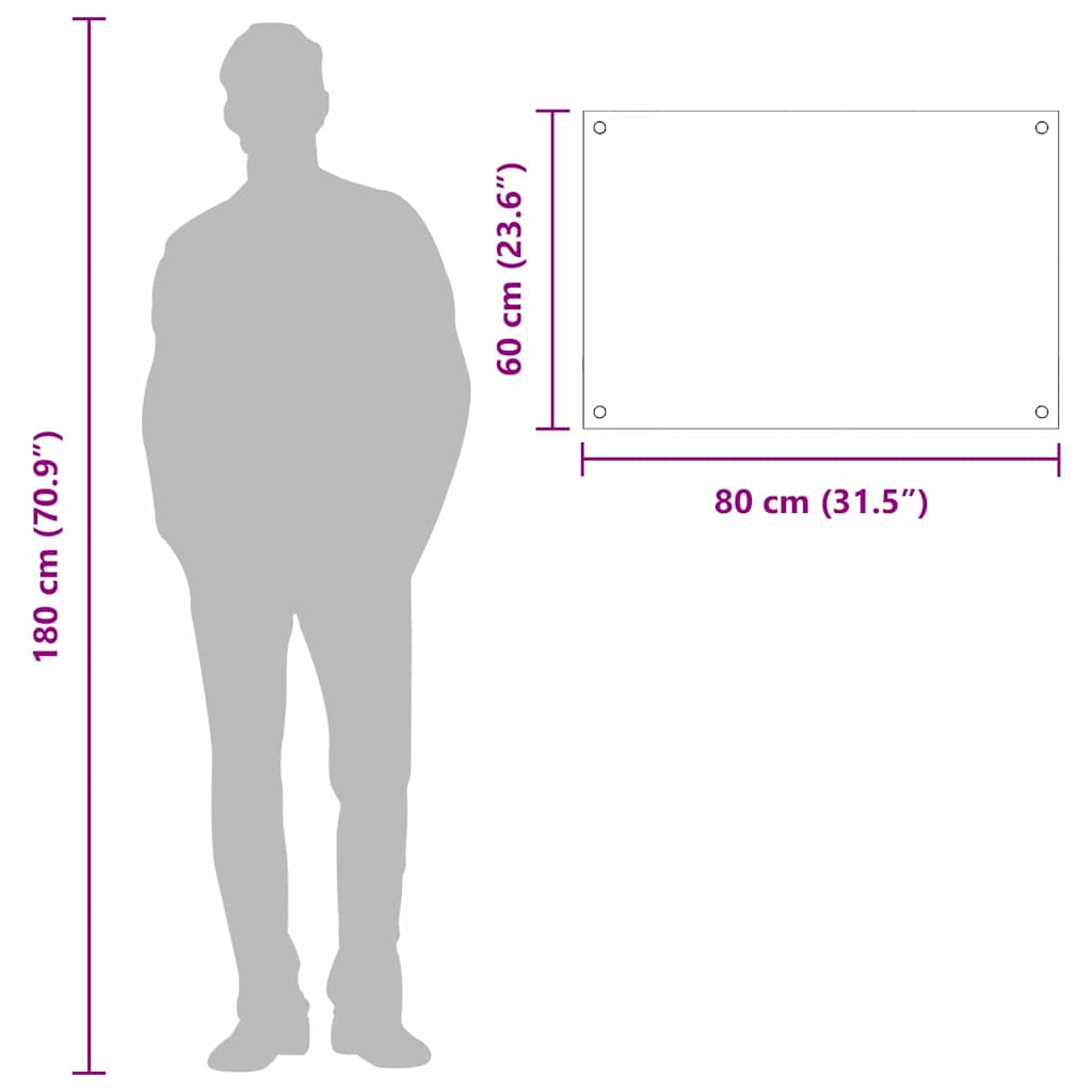 Küchenrückwand Dunkelgrau 80 x 60 cm Gehärtetes Glas