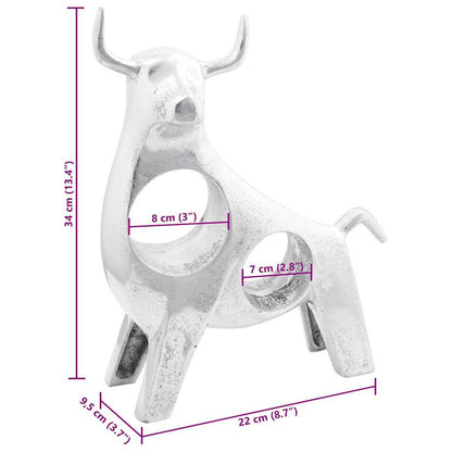 Stierskulptur Silber 22 x 9.5 x 34 cm Aluminium