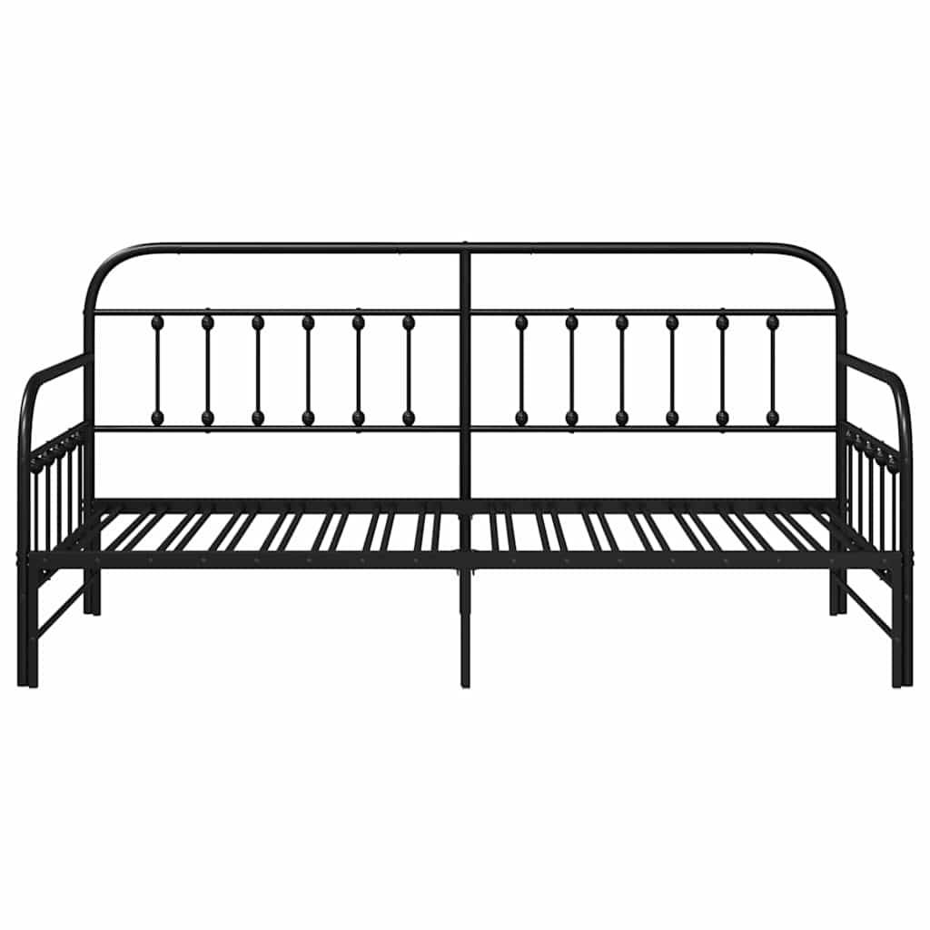 Tagesbettrahmen Schwarz 90 x 190 cm Pulverbeschichteter Stahl