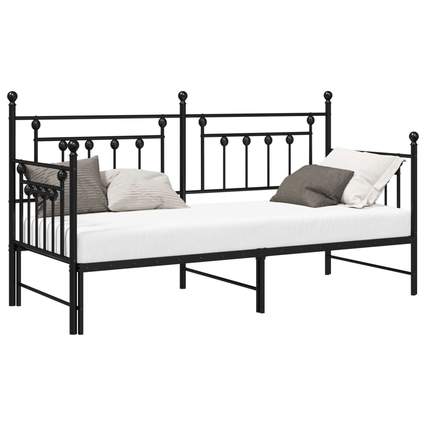 Tagesbettrahmen Schwarz 75 x 190 cm Stahl