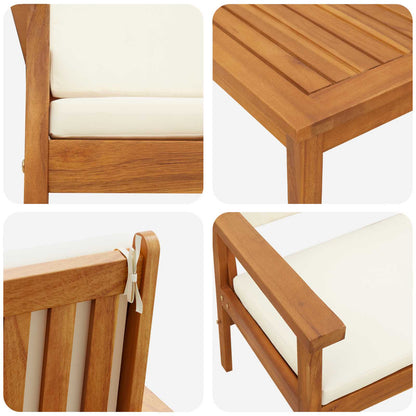 Gartensofa-set 3 pcs Cremeweiß Massivholz Akazie