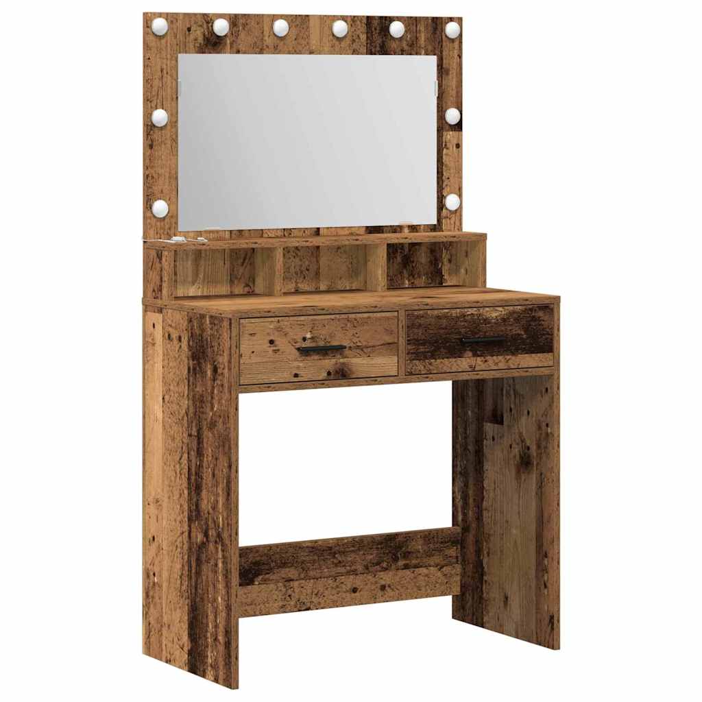 Schminktisch mit Regal Altholz 79 x 41 x 135 cm Holzwerkstoff