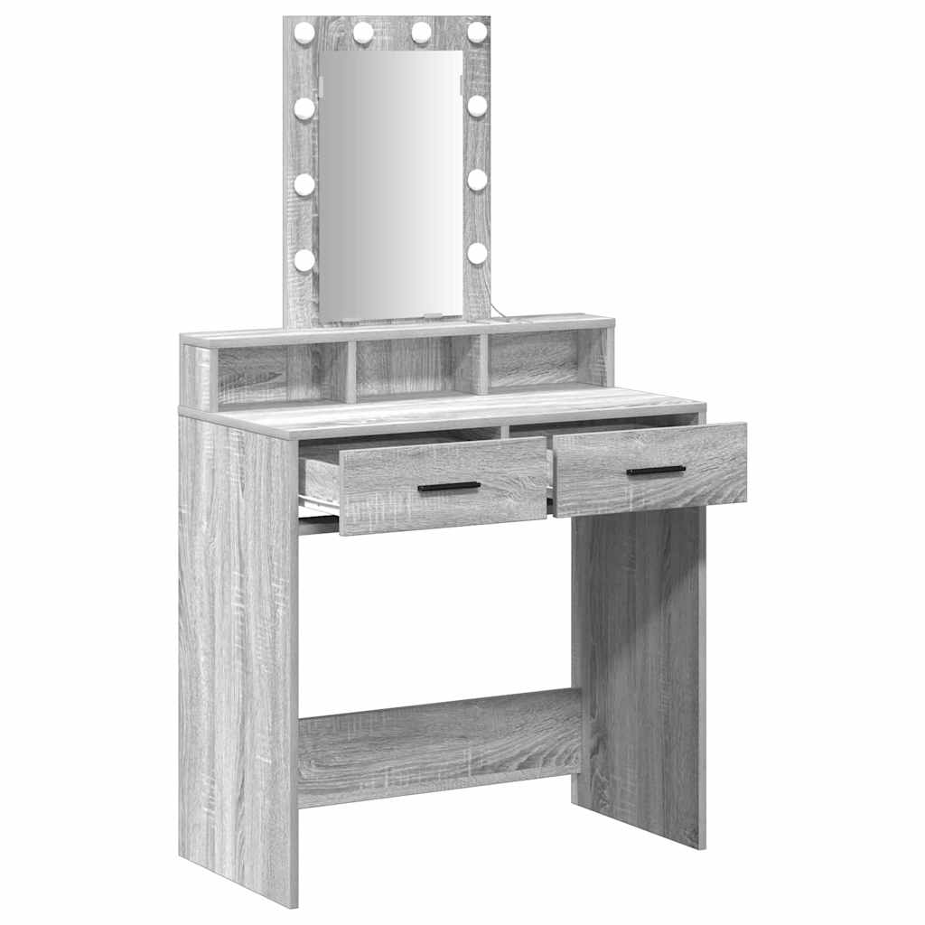 Schminktisch mit Schubladen Grau 79 x 41 x 140 cm Holzwerkstoff
