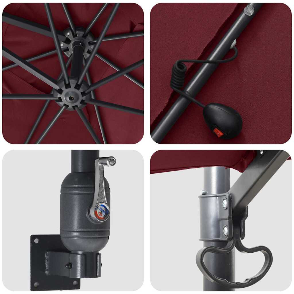 Garten-Sonnenschirm Bordeauxrot 248,5 x 247,5 x 160 cm