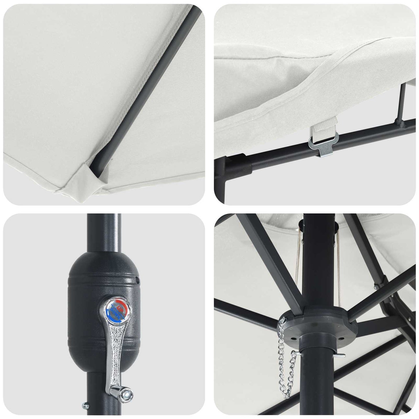 Garten-Sonnenschirm Sand und Anthrazit 385 x 209 x 244 cm