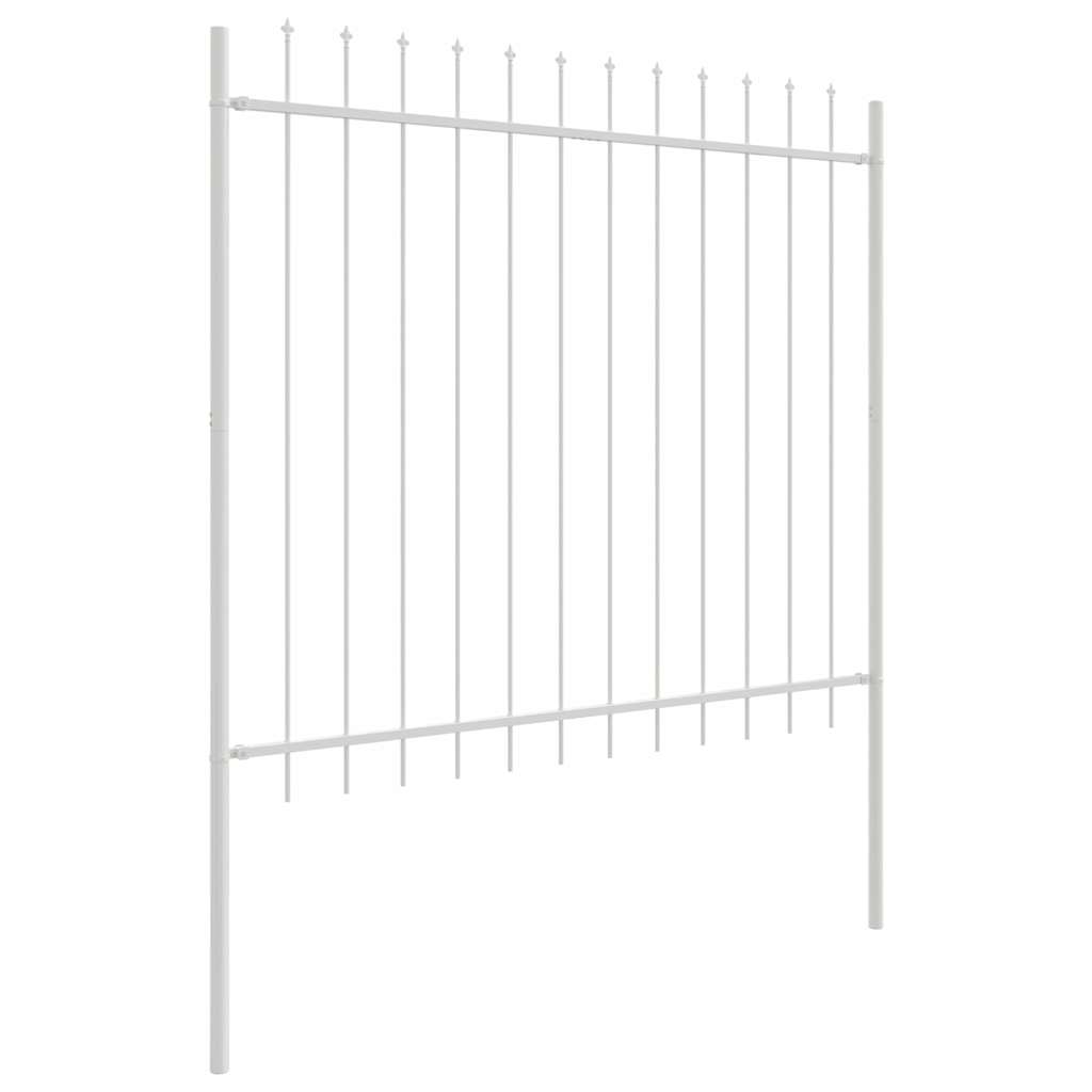 Gartenzaun 3 pcs Weiß 5,1 x 1,5 m Pulverbeschichteter Stahl