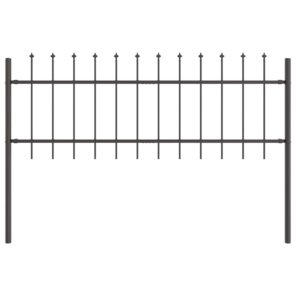 Gartenzaun 6 pcs Grau 10,2 x 0,6 m Pulverbeschichteter Stahl