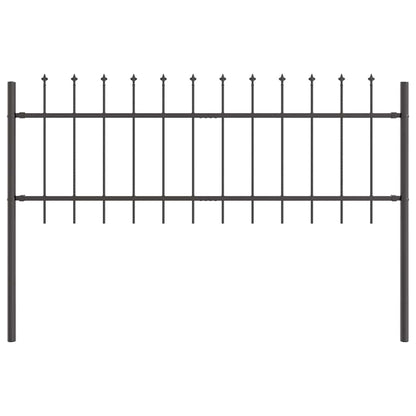 Gartenzaun 6 pcs Grau 10,2 x 0,6 m Pulverbeschichteter Stahl
