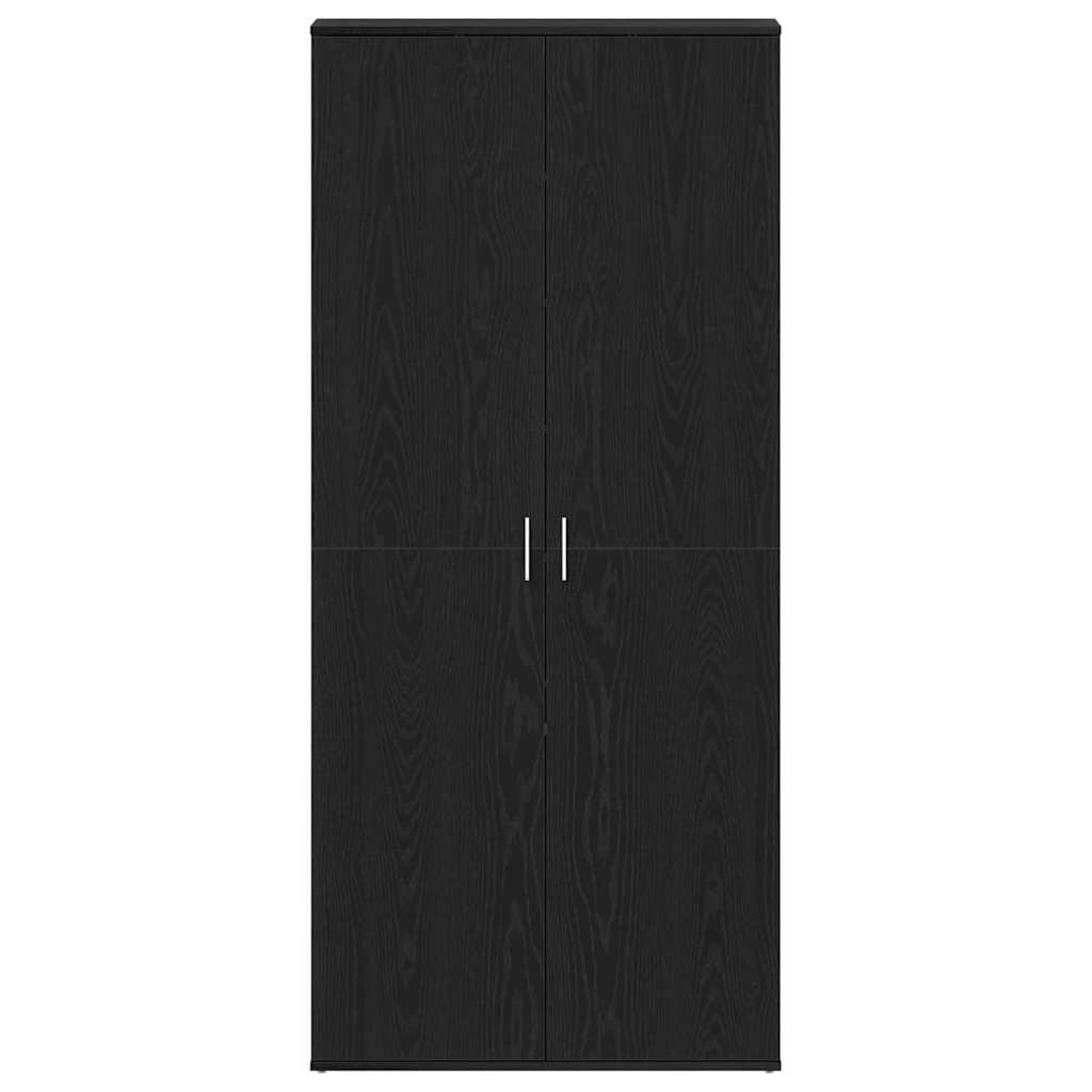 Schuhschrank mit Regal Schwarz Eichen-Optik 80 x 39 x 178 cm