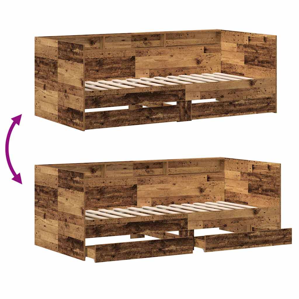 Tagesbett mit Kopfteil Altholz 90 x 200 cm Holzwerkstoff