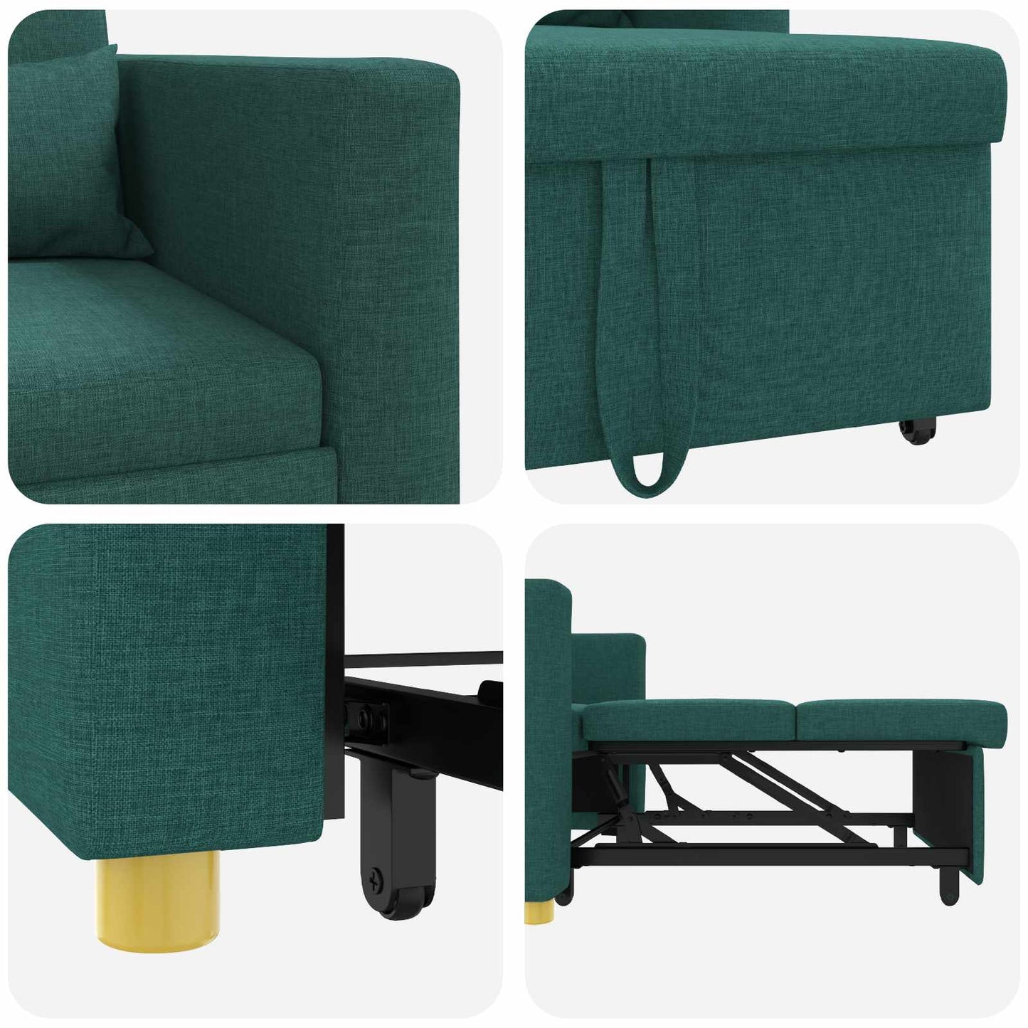 Ausziehbare Schlafcouch Einzel Dunkelgrün 90 x 165 x 87 cm