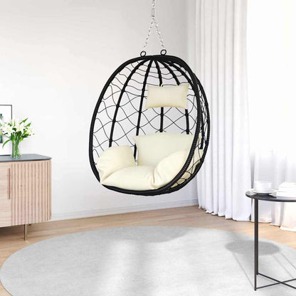 Hängendes Ei-Stuhl Cremeweiß 91,5 x 60 x 110 cm Poly-Rattan