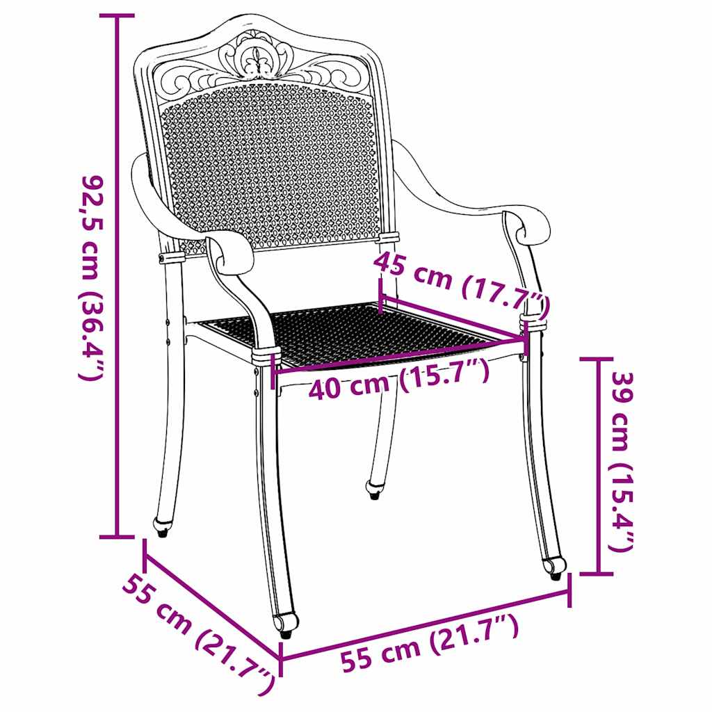 Gartenstuhl 2 pcs Schwarz 55 x 55 x 92,5cm Aluminium