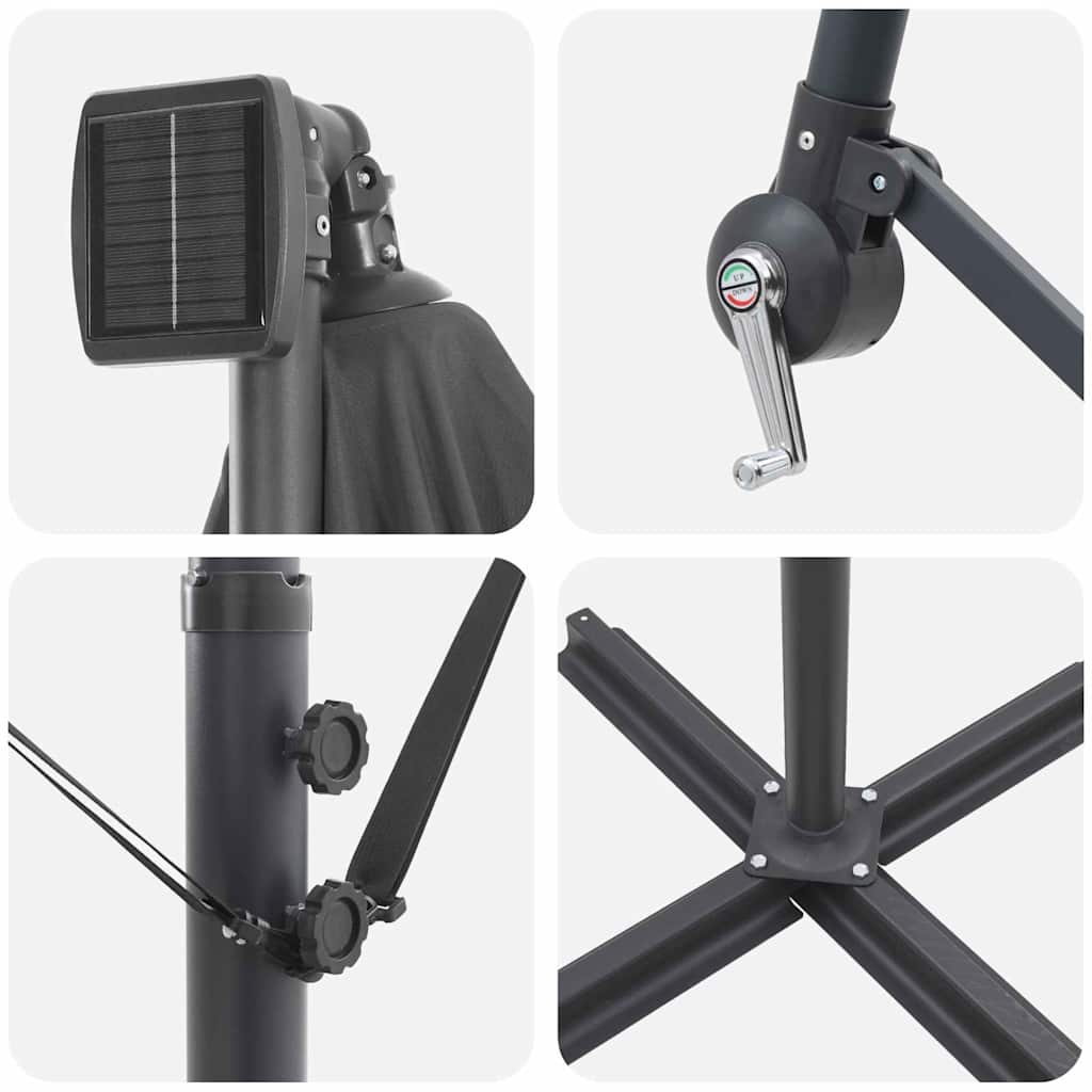 Sonnenschirm mit LED-Lichtleisten Anthrazit 294 x 294 x 248 cm