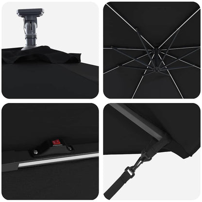 Sonnenschirm Schwarz 294 x 294 x 248 cm Polyester und Aluminium