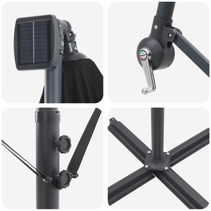 Sonnenschirm Schwarz 294 x 294 x 248 cm Polyester und Aluminium