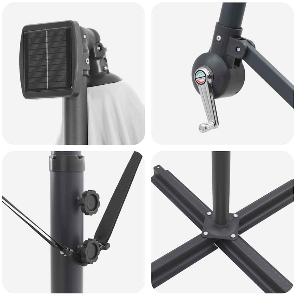 Sonnenschirm Sand 294 x 200 x 270 cm Polyester und Aluminium