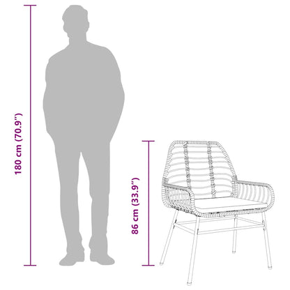 3-tlg. Garten-Essgruppe mit Kissen Braun Poly Rattan Glas
