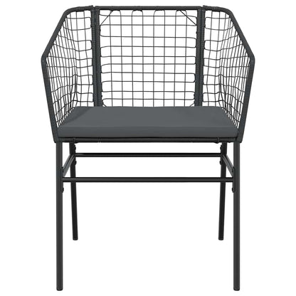 5-tlg. Garten-Essgruppe mit Kissen Schwarz Poly Rattan Glas