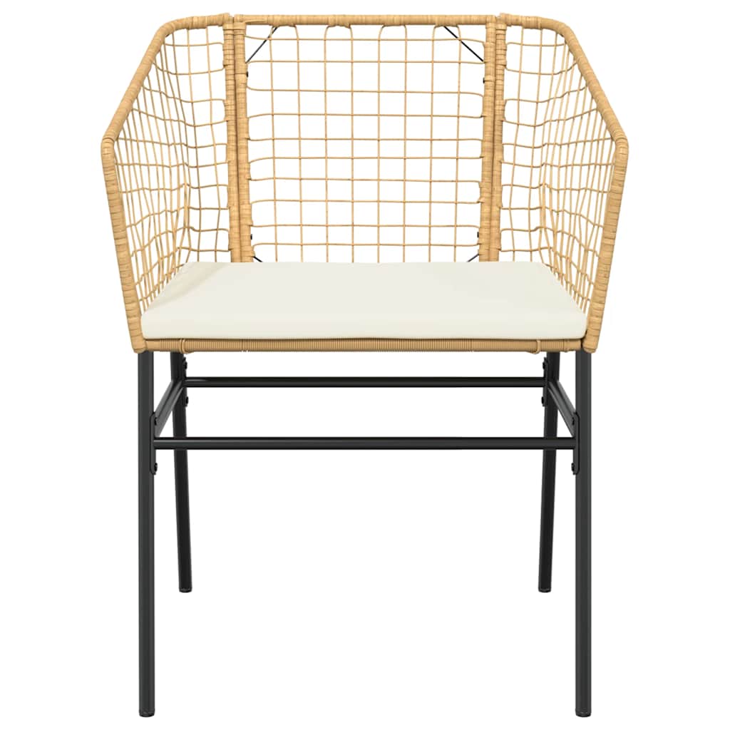 5-tlg. Garten-Essgruppe mit Kissen Braun Poly Rattan Glas