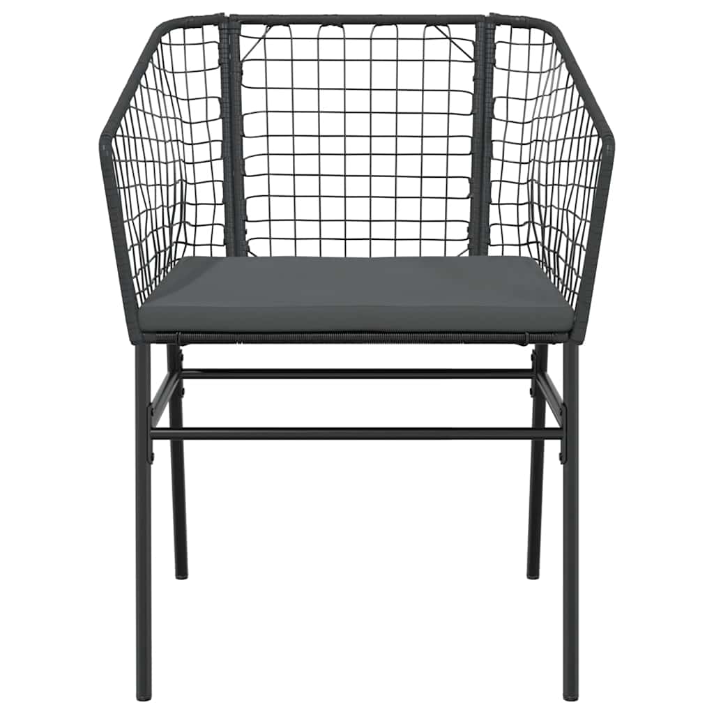 5-tlg. Garten-Essgruppe mit Kissen Schwarz Poly Rattan Glas