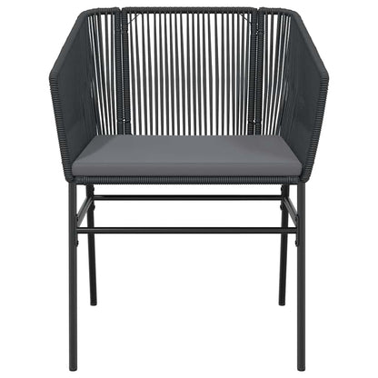 7-tlg. Garten-Essgruppe mit Kissen Schwarz Poly Rattan Glas