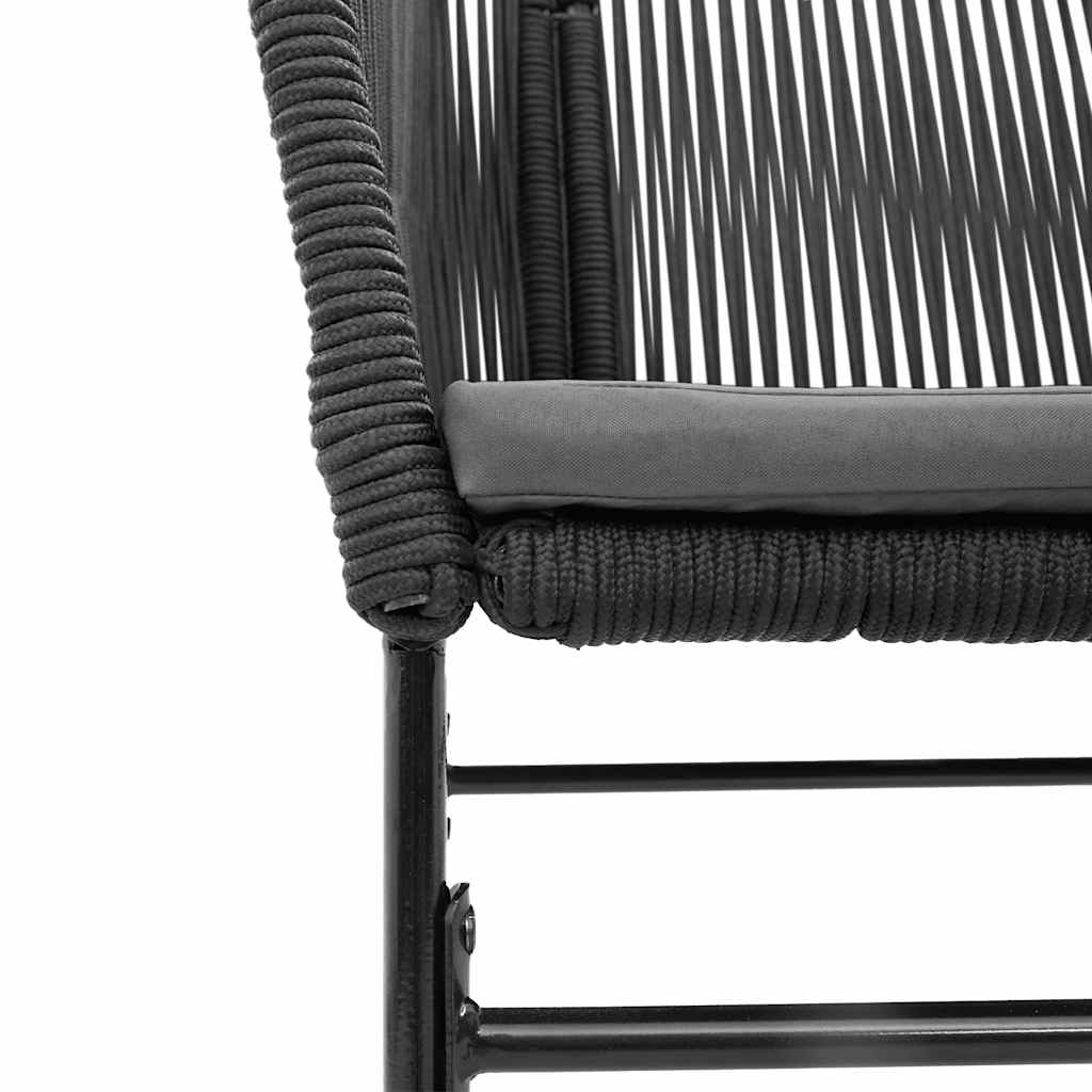 7-tlg. Garten-Essgruppe mit Kissen Schwarz Poly Rattan Glas