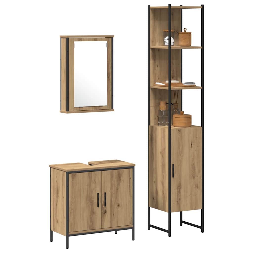 Badezimmermöbel Set mit Regal mit Tür 3 pcs Braun Holzwerkstoff