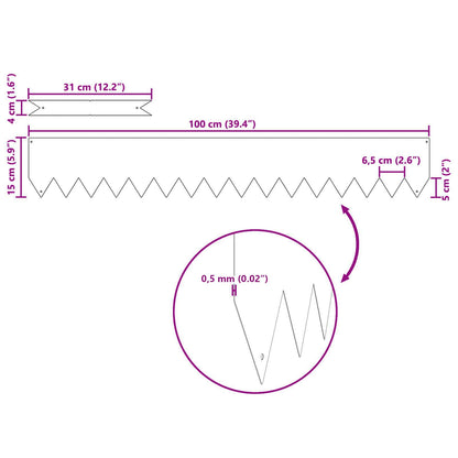 Raseneinfassung 20 pcs Anthrazit 100 x 0,05 x 20 cm