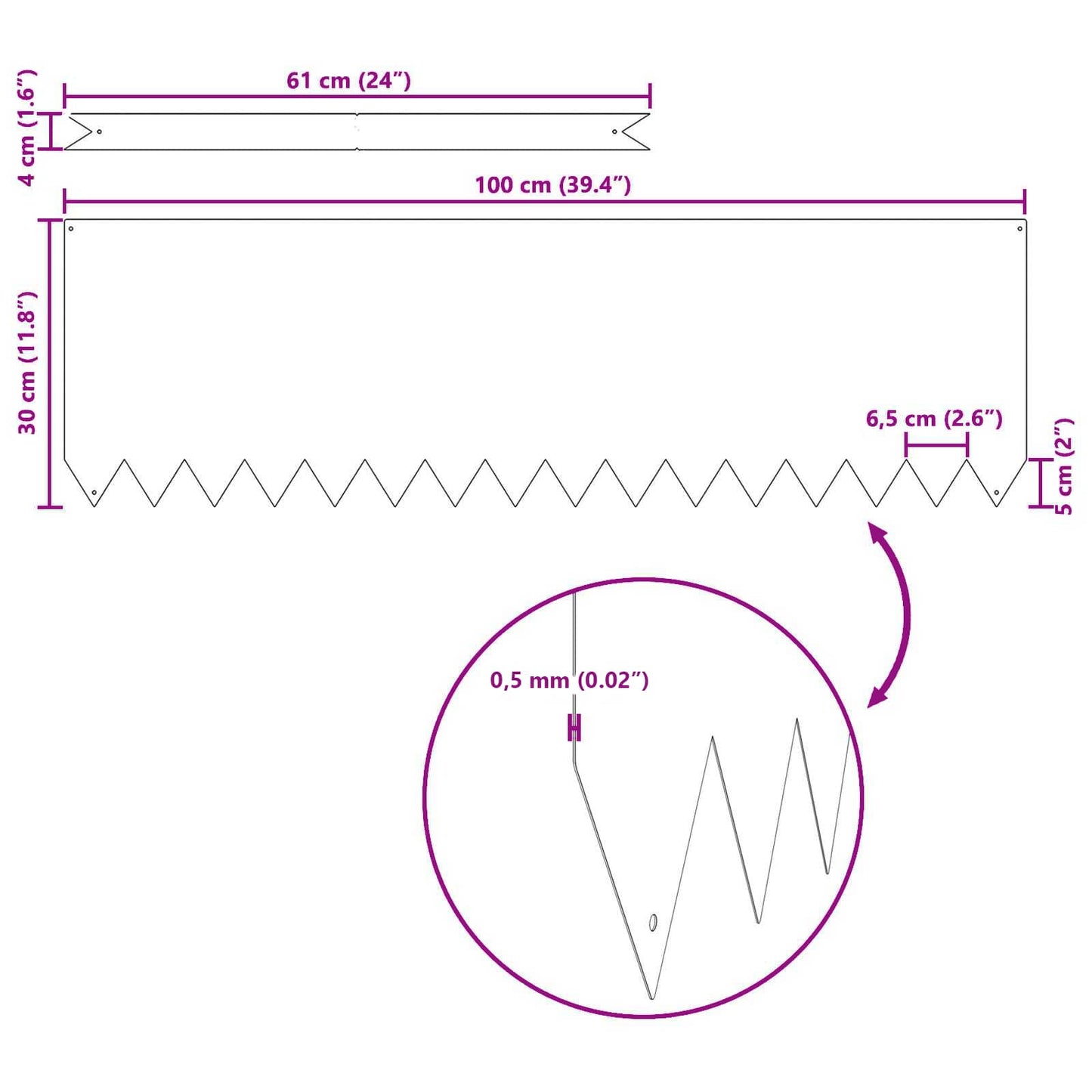 Raseneinfassung 20 pcs Anthrazit 100 x 0,05 x 20 cm