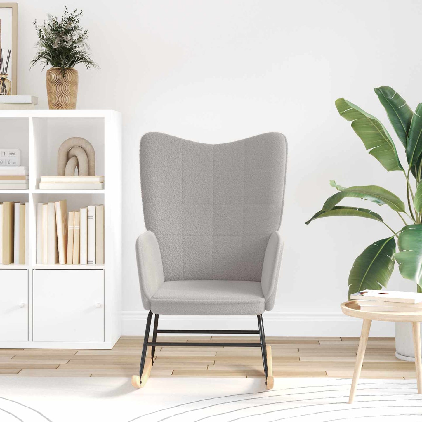 Schaukelstuhl Hellgrau Sherpa-Stoff