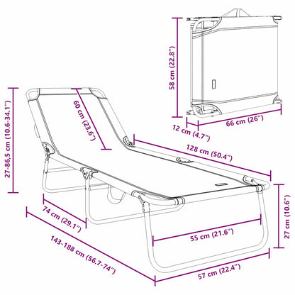 Klappbare Sonnenliege Grau 188 x 57 x 86,5 cm Polyester