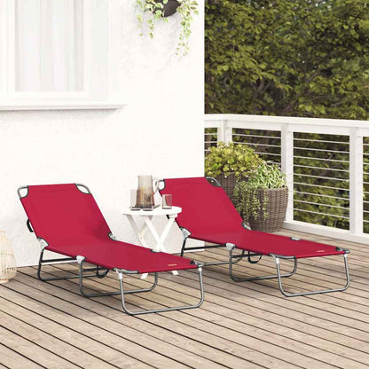 Klappbare Sonnenliege 2 pcs Rot 188 x 57 x 86,5 cm Polyester